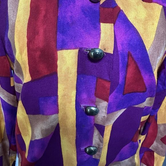 Vintage Susan Graver Abstract Rayon Blouse Geometric Print USA Made P-M - Picture 14 of 14